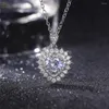 Anhänger Halsketten Miqiao Romantische Luxus Helle Platin Herz Zirkon Kupfer Halskette Für Frauen Liebhaber Freund Hochzeit Mode Geschenk Schmuck