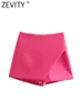 Shorts pour femmes Zevity Shorts asymétriques de couleur bonbon pour femmes Ski Shorts pour femmes Zipper Flight Pocket Fashion Pantalone Cortos P532 230329