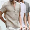 Polo da uomo 2023 Design Estate Nuova T-shirt a maniche corte in cotone e lino Led Camicia casual Maschile traspirante S-3XL Y2303