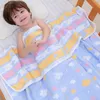 Cobertores Swadling 6 Camadas Cartoon Gaze Baby Recebendo 110x110cm algodão Born Swaddle Wrap Quilt Kids Bath Toalha Bedding 230329