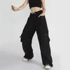 Women's Pants s Black Cargo Pant's Spring Summer High Waist Casual Sportswear Loose Straight Trousers Female 230329