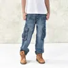 Jeans masculinos Multi Pocket Wide Leg Loose Jeans For Men Hip Hop Jeans Baggy Homme Men's Denim Troushers Plus 230329