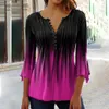 Kvinnor BLOUSES Fashion Women Tops Butts Half Packet Soft Tunic Top Simple Casual Tie Dye Print