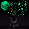 Wall Stickers Luminous Moon and Stars Wall Stickers for Kids Room Baby Nursery Home Decoration Wall Decals Glow in the Dark Bedroom Ceiling 230329