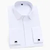 Men's Casual Shirts Men's Classic Hidden Buttons French Cuffs Solid Dress Shirt Formal Business Standard-fit Long Sleeve Shirts Cufflink Included 230329