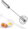 Milk Frother Hand Pressure Semi-Automatic Egg Beater rostfritt stål Kök Tillbehör Verktyg Självvridande krämredskap Visst Manual Mixer