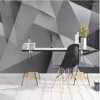 壁紙カスタムパペルデパレデ3Dグレーの黒と白の幾何学的壁塗装リビングルームの背景のための家の装飾壁紙