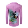 سباق السترات MTB Jersey Women Mountain Road Bike Motocross قميص ركوب الدراجات منذ فترة طويلة BMX DH Downhill Riding Top Pink Blue