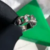 Designer da moda Cadeia de metal anel quadrado Marca grossa feminino Gold Silver Finger Ring Street Acessórios