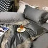 Conjuntos de ropa de cama 2023 100s algodón hogar dormitorio conjunto cubierta hoja plana cama para adultos edredom rey regalo bordado tamaño edredón