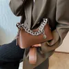 Сумки на плечах Lettside Crossbody for Women Trend Designer Winter Fashion Толстую цепь кожаные кошельки и сумочки 230322