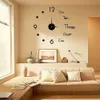 Väggklockor 3D väggklocka Lysande ramlösa väggklockor DIY Digitala klockväggklistermärken Silent Clock för hemmet vardagsrum Office Wall Decor 230329