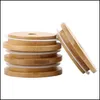 Tapa para vasos Tapas de tapa de bambú 70 mm 88 mm Tarro de madera reutilizable con orificio de St y sello Sile Entrega de gota Hogar Jardín Cocina Comedor Dh02J