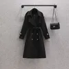 Kopa damski Coats Korea luźne nadmierne podwójne streestowane długie kobiety białe czarny duster wiatrowy damska lady wierzchnia ubrania wiosenne 230329