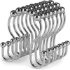 Shower Curtain Hooks 12 Piece Shower Curtain Rings Stainless Steel Roller Anti-Rust Anti-Drop Double Hooks For Curtains Bathroom (Black)