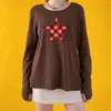 T-shirts pour femmes Fashion Vintage Women T-shirt 2000s Aesthetic Star Print Plaid Pull Topsy Clothes