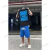 Men's Pants Street Hip Hop Printed Knitted Shorts Men's Loose Small High Street Mid Guard Pants T230329