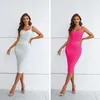 Vestidos casuales verano mujeres sexy estilo largo vendaje vestido delgado moda bodycon correas espaguetis sin mangas celebridad fiesta de noche