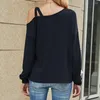 Chemisiers pour femmes Chemises d'été pour femmes Lâche à manches longues Chemisier à épaules dénudées Chemise décontractée Col oblique Blusas Cortas Sexy Femme Tops Sports