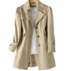 Trench femme manteaux dames printemps automne manteau 2023 femme vêtements boutons mince longue femme vêtements mode coréen hauts 230329