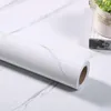 Wallpapers PVC Glossy White Marble Wallpaper Self-Adhesive Waterproof Desktop Furniture Stickers Kitchen Stove Cupboard Bar Oil-Proof Film