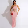 Nowy projektant Sexy siath Sheer Rhinestone Maxi Sukienki Kobiety Wyglądaj przez luksusowe diamenty wieczorowe sukienka nocna w masie odzież hurtowa 9604