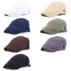 Новая равнина Newsboy Men's Hat Flat Cap Fashion Cotton Cold Color Newsboy Cap Регулируемая шляпа