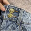 Skirts Designer Women A-line with Letter Buttons Denim Mini Skirt Girls Female Vintage Milan Runway Brand High End Custom Cotton Diamond Dresses VJ33