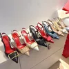 Luxurys kadın sandalet markası yüksek topuklu elbise ayakkabıları metal toka tasarımcı pompaları sandal kadın slingback seksi sivri uçlu stiletto zapatos ayakkabı toz çanta