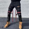 Jeans masculinos Fall Fally Skinny Slim Straight Moda Black Youth Street Pants Trend Ripped Cargo Summer White Summer 230329