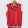 Mäns västar Spring Autumn Men Uniform Vest Fashion V Neck Pullover Boys British Student Sleeveless Waistcoat Tank Tops Sweaters 230329