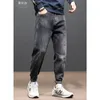 Jeans pour hommes Streetwear hommes modèle américain Vintage noir jean lâche élastique Force rue grand Haren pantalon automne et hiver femme 230329