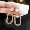 Dangle Earrings & Chandelier Trendy Rhinestone Inlaid Gold Silver Color Metal Round Square Drop Sequin Circle Crystal For Women Gift