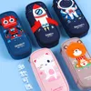 Student Cartoon Canvas Pencil Case Large Capacity Multifunctional Bags Cute School Supplies Korean Stationery D50