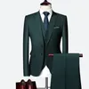 Herrenanzüge Blazer Luxus 3-teiliger Herren-Hochzeitsanzug Mode schlank einfarbig Business Büro Sets große Größe Männer Blazer Hosen Weste 230329
