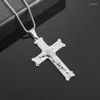 Pendentif Colliers En Acier Inoxydable Double Couche Jésus Croix Collier Hommes Hip Hop Punk Amulette Bijoux Cadeau D'anniversaire