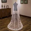 Bridal Veils Nzuk White Ivory Long Veil Cathedral Wedding koronkowe aplikacje kwiatowe krawędź elegancka licras d Mujer blanca