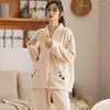 Dames slaapkleding dames pyjama's winter badjas flanel pyjama pour femme herfst en warme koraal bad fluwelen vrouwelijke gewaden pijama mujer