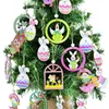 Andra evenemangsfestleveranser 9 st påskträskaninhängen Ornament Söt målning Rabbit Chick Wood Crafts For Spring Hanging Decor Gifts 230330