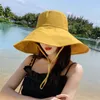 HBP Korea Hats Japan 15cm Wide Brim Sun Women's Spring Summer Foldable Travel Bucket Casual Cotton Fisherman Hat Panama P230327