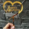 Festive Supplies Other & Party Happy Anniversary Cake Topper Gold Silver Acrylic Wedding Toppers For Valentine's Day Baking Decoration Gift