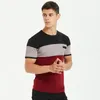 T-shirts pour hommes T-shirt à manches courtes d'été Casual Business Striped Round Neck Slim Pullover Tee