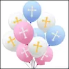 Other Festive Party Supplies Easter God Bless Cross Latex Balloons Heart Star Aluminum Balloon Baptism Forked Holy Communion Chris Dh0Se