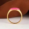 Fedi nuziali Cute Female Lady Red Lips Ring Rose Drop Oil Engagement Vintage Gold Color For Women