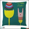 Pillow Case Easter Sofa Throw Bunny Rabbit Design Car Cushion Ers Drop Delivery Home Garden Textiles Bedding Supplies Dhky4