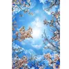 Wallpapers aangepaste plafond muur doek klassiek blauwe lucht witte wolken kersen bloesems po wallpaper woonkamer el achtergrond 3D muurschildering