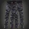 Mäns jeans Skinny Mens Leather Pants Motorcykelbyxor 230330