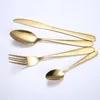 4Pcs/Set Gold Cutlery Knife Flatware Set Stainless Steel Tableware Western Dinnerware Fork Spoon Steak Travel Dinnerware Set dh345