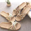 Slippers mntrerm vrouwen mannen linnen zomer herfst huis niet -slip slipper vrouwelijk buiten strandmeisjes platte schoenen 230329