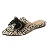 Sandales d'été imprimé léopard femmes bout pointu nœud papillon plat mode Slingback sans lacet peu profond 230329